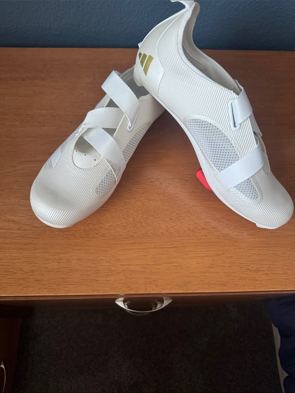 Adidas Gold Logo White Cycling Shoes
